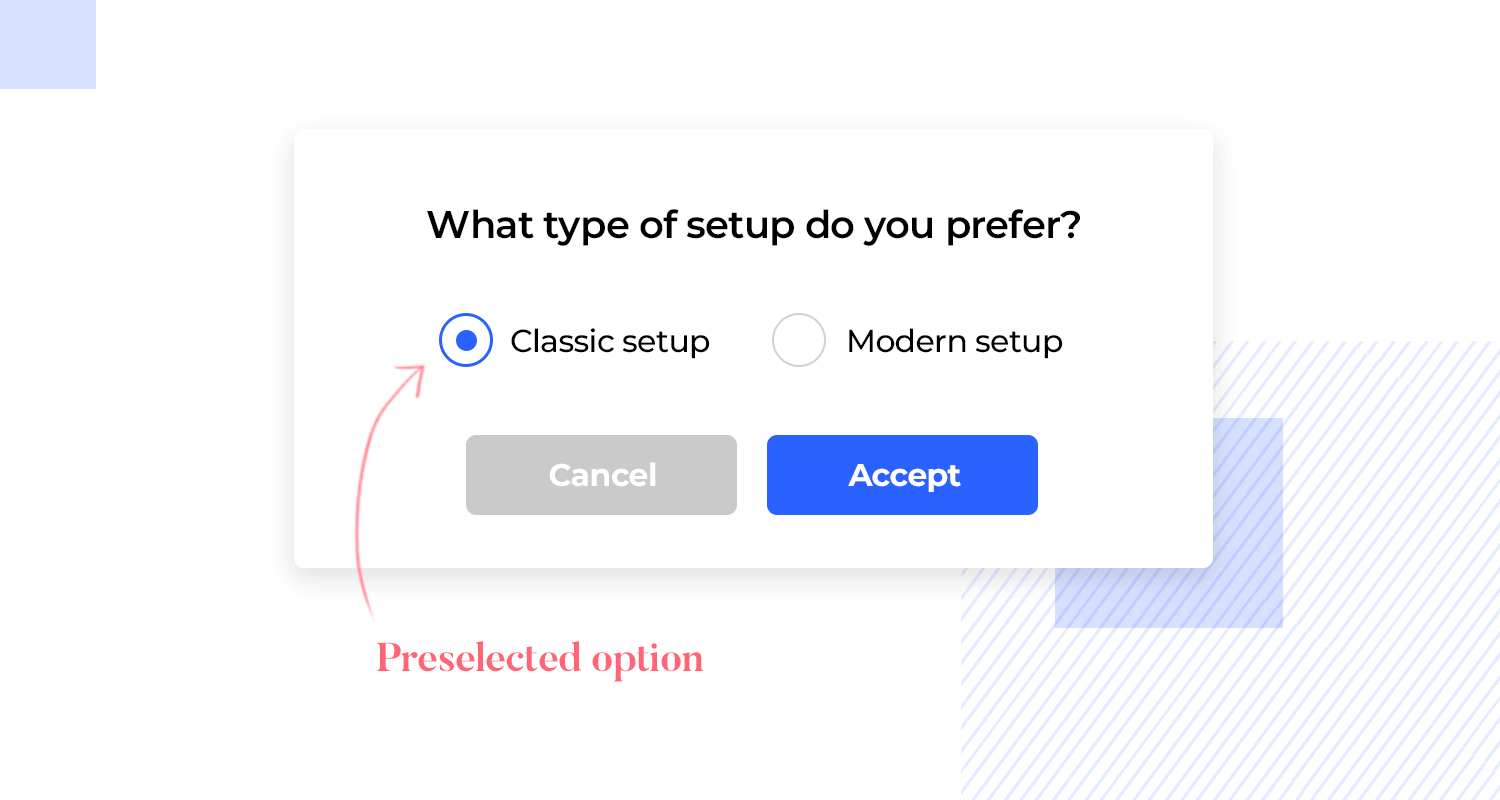 using preselected options for complex settings