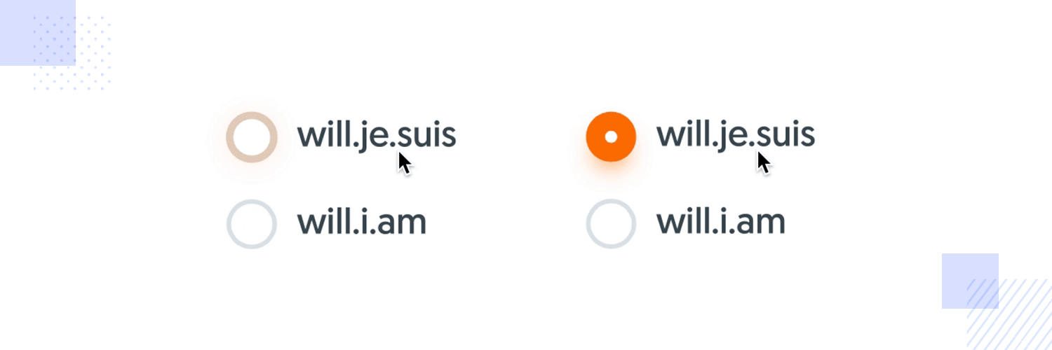 radio button example of change states